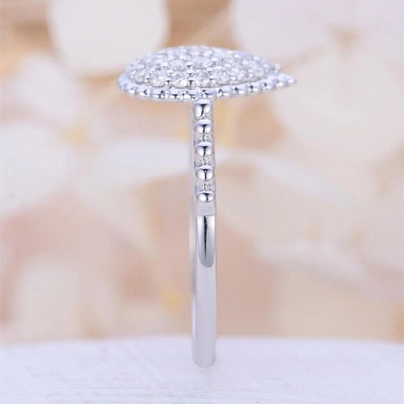 💝 Big Pear Gemstone Zircon Elegant Water Drop Silver Rings for Women,EVGG1355 - Picture 4 of 7